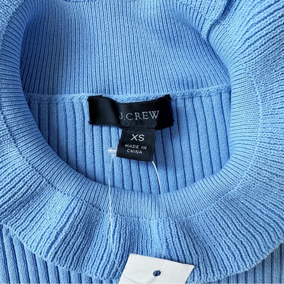 NWT J. Crew Supersculpt Ruffle Neck Mini Sweater Dress in Pale Seascape Size XS - Picture 5 of 12